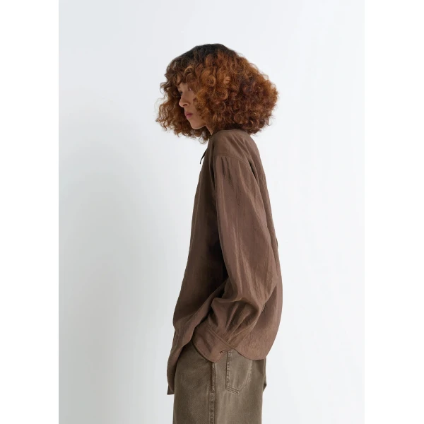 Lemaire Long Shirt with Tie in Dry Silk - Tops - Parisian Minimalist Luxury at Luxury Shoes 