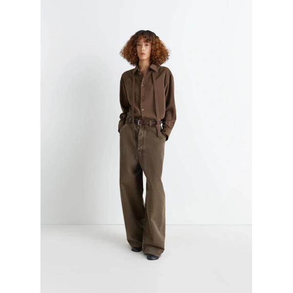 Lemaire Long Shirt with Tie in Dry Silk - Tops - Parisian Minimalist Luxury at Luxury Shoes 
