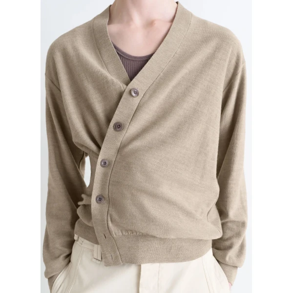 Lemaire Relaxed Twisted Cardigan in Merino Blend - Knitwear - Parisian Minimalist Luxury at Luxury Shoes 