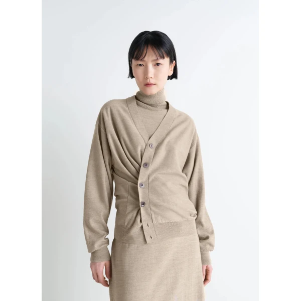 Lemaire Relaxed Twisted Cardigan in Merino Blend - Knitwear - Parisian Minimalist Luxury at Luxury Shoes 