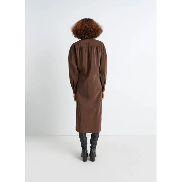 Lemaire Straight Collar Twisted Dress in Dry Silk - Dresses - Parisian Minimalist Luxury at Luxury Shoes 