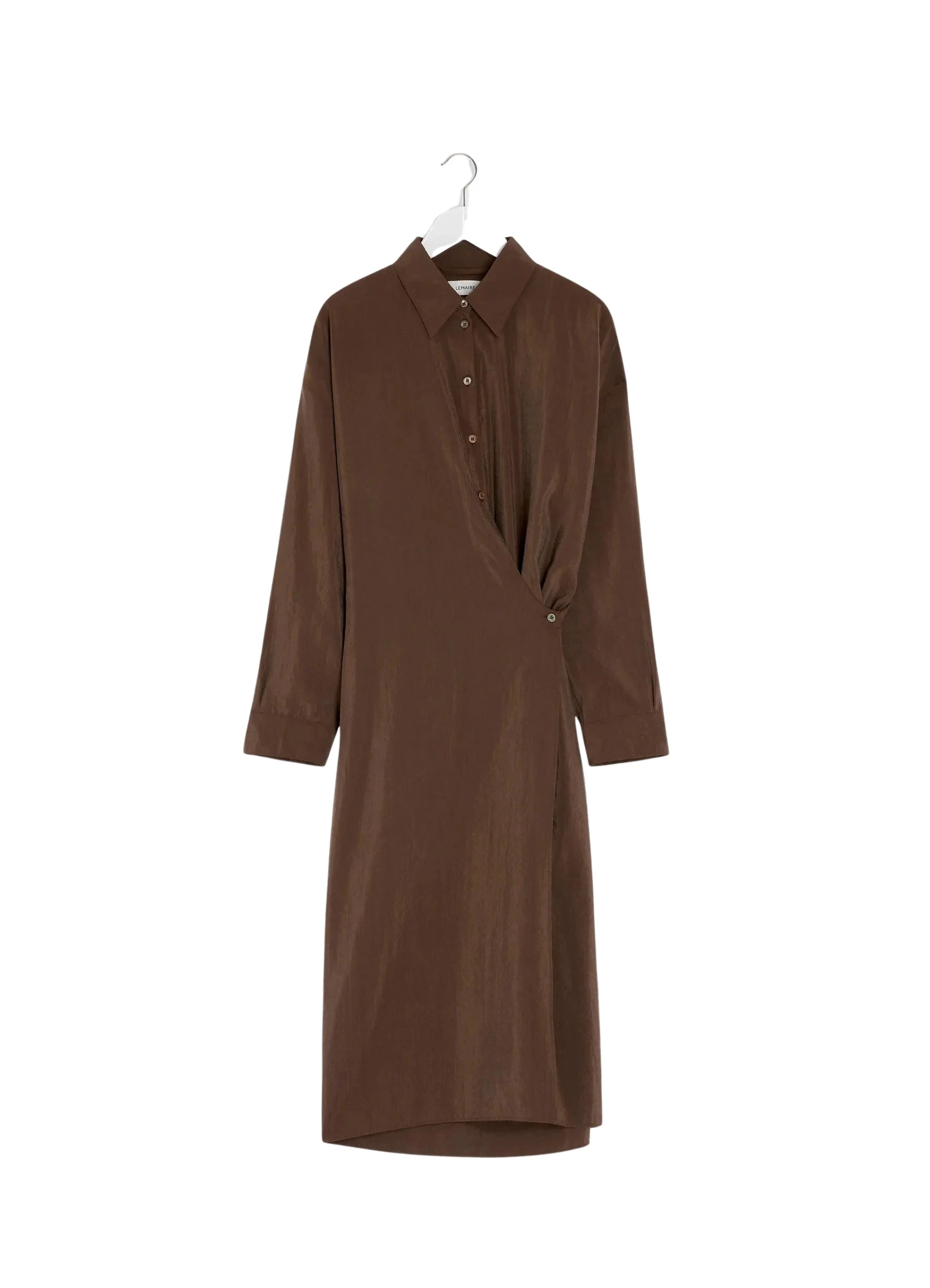Lemaire-Straight-Collar-Twisted-Dress-in-Dry-Silk-coveti37199_nobg Lemaire Straight Collar Twisted Dress in Dry Silk - Dresses - Parisian Minimalist Luxury at Luxury Shoes