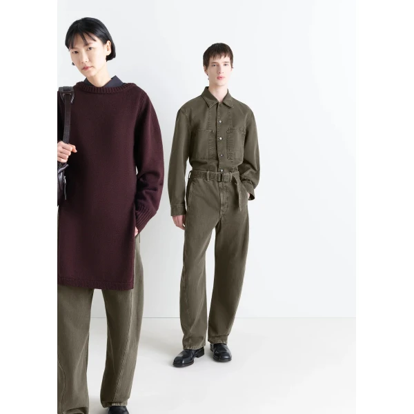 Lemaire Twisted Belted Pants in Denim - Pants - Parisian Minimalist Luxury at Luxury Shoes 