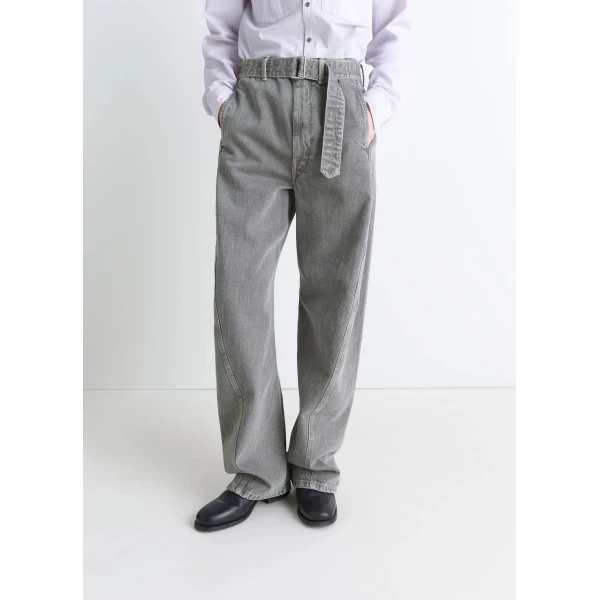 Lemaire Twisted Belted Pants in Denim - Pants - Parisian Minimalist Luxury at Luxury Shoes 