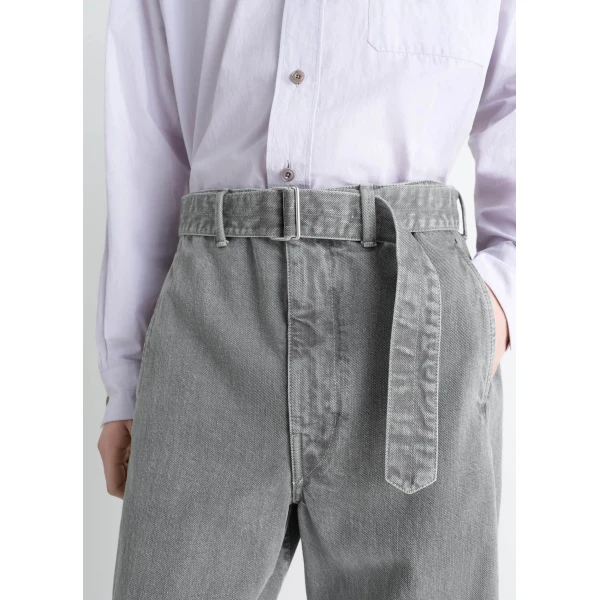 Lemaire Twisted Belted Pants in Denim - Pants - Parisian Minimalist Luxury at Luxury Shoes 