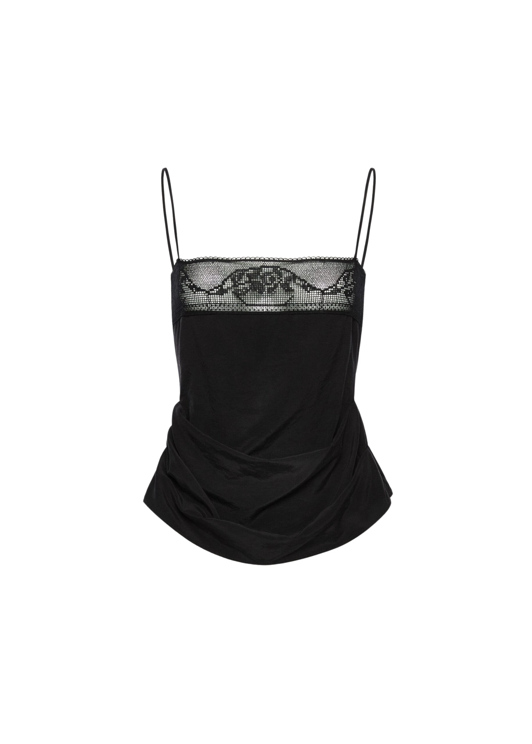 Magda-Butrym-Draped-silk-lace-trim-top-in-black-scaled22996_nobg Magda Butrym Draped silk lace-trim top in black