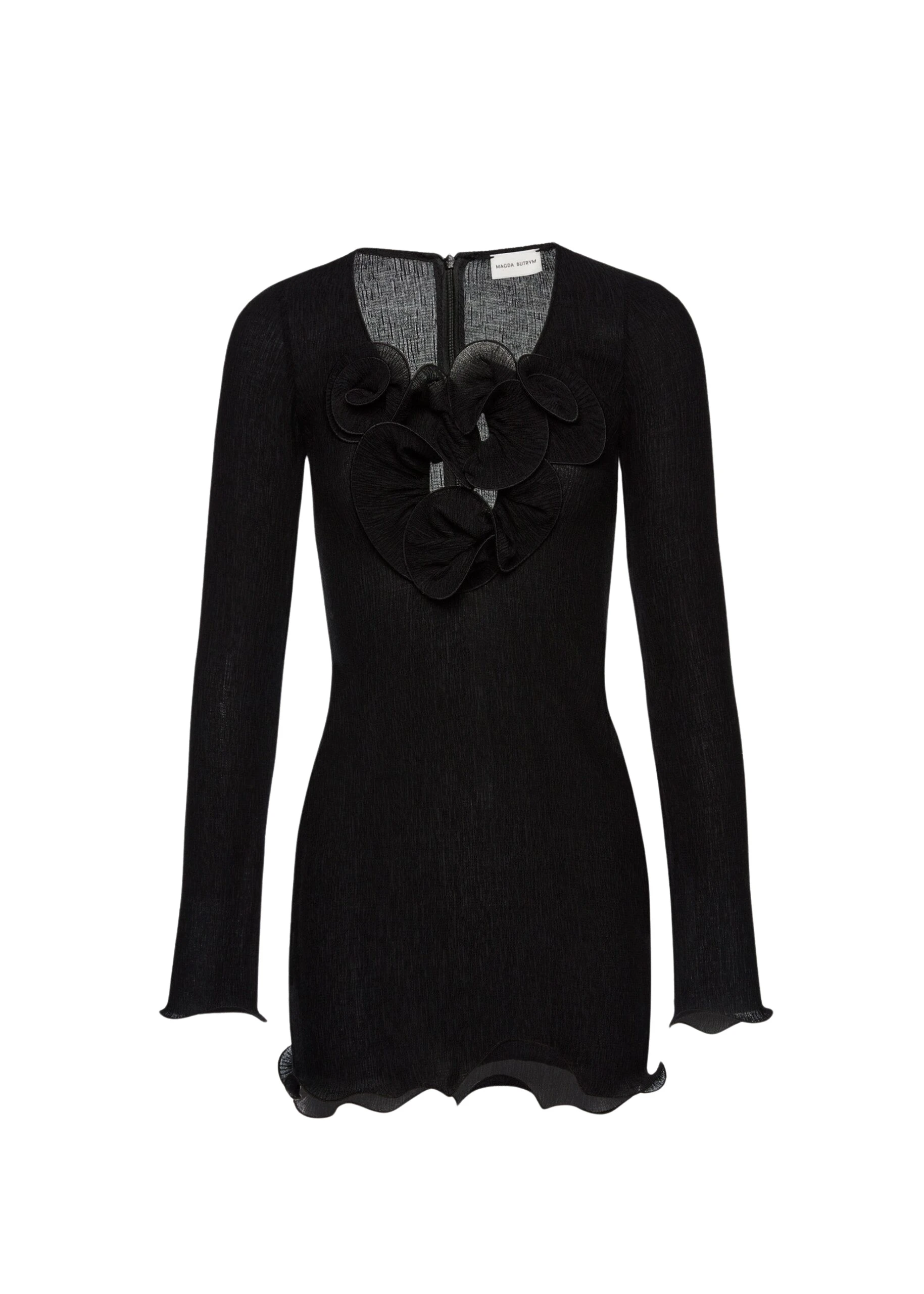 Magda-Butrym-Long-sleeve-crepe-beach-mini-dress-in-black-scaled47611_nobg Magda Butrym Long sleeve crepe beach mini dress in black