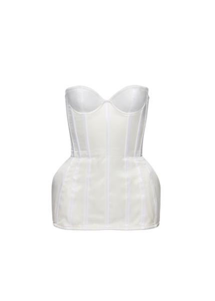 Magda Butrym Longline silk corset top in white satin