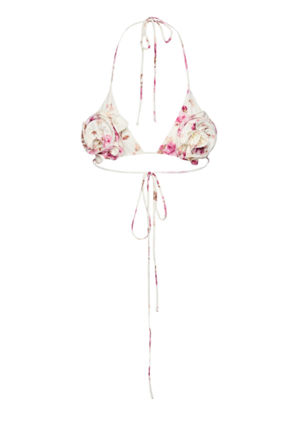 Magda Butrym Strappy triangle bikini top in cream floral print