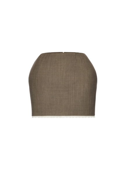Magda Butrym Wool mini skirt with lace trim in beige