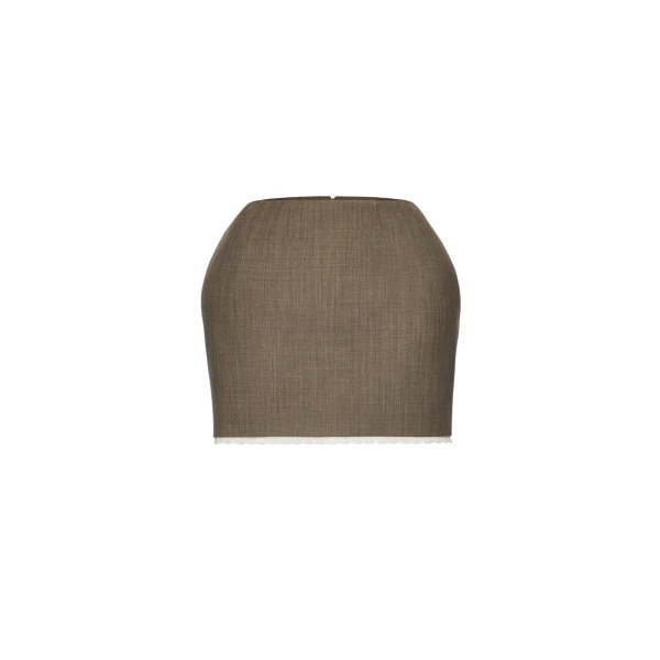 Magda Butrym Wool mini skirt with lace trim in beige