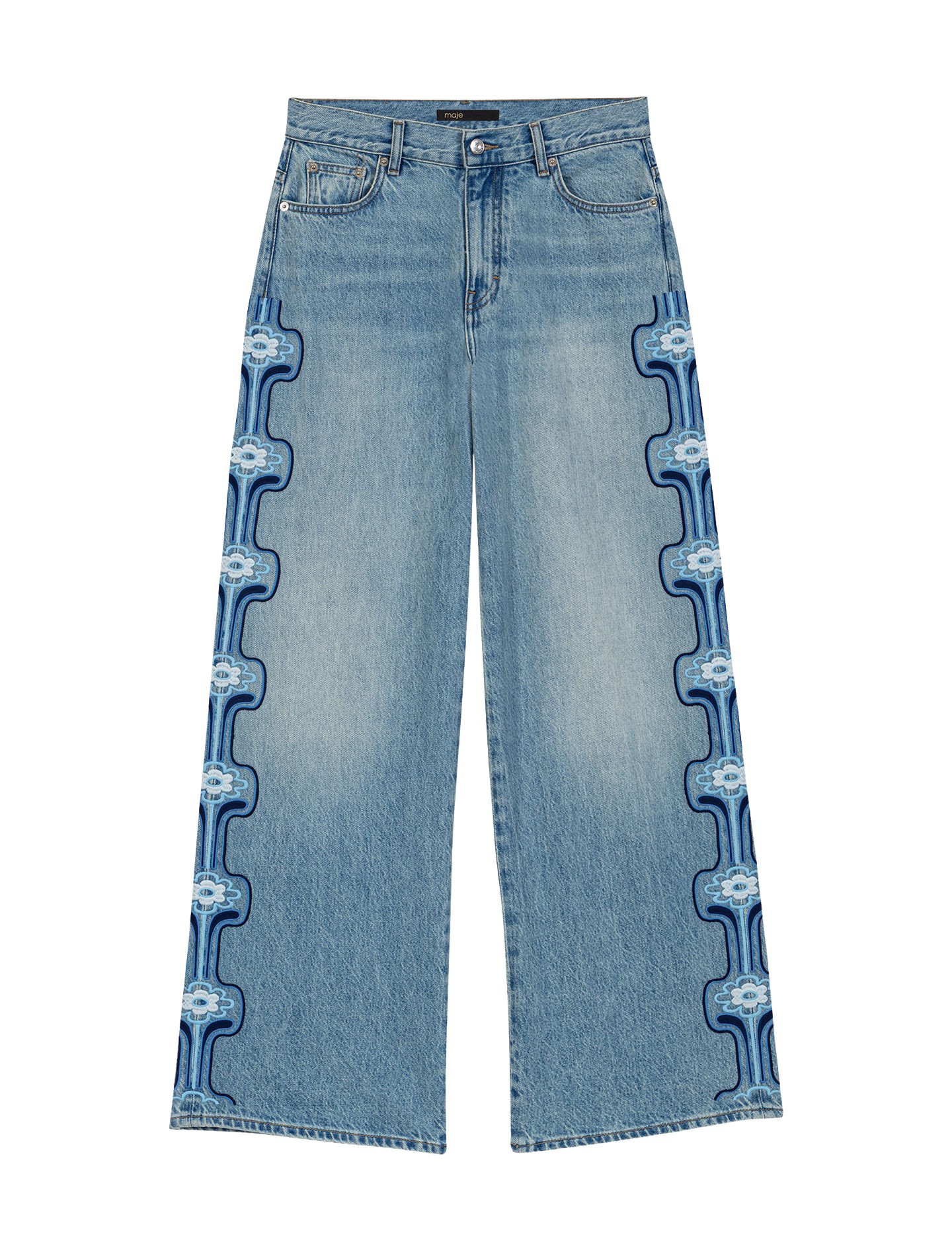 Maje-Floral-Embroidered-Wide-Leg-Jeans21216_nobg Maje Pant Parisian Accessible Luxury Clothing at Luxury Shoes