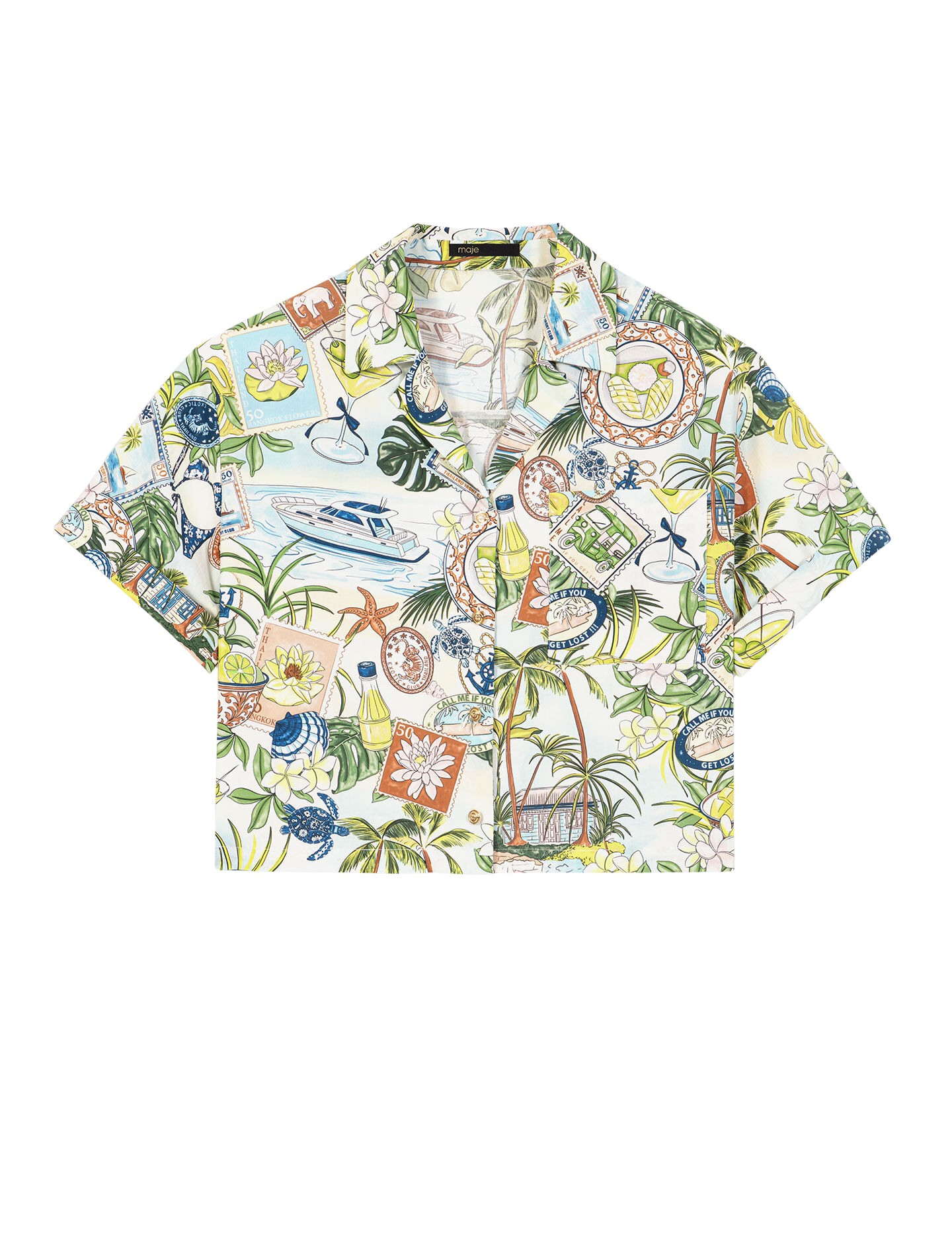 Maje-Patterned-Cropped-Shirt37337_nobg Maje Shirt Parisian Accessible Luxury Clothing at Luxury Shoes