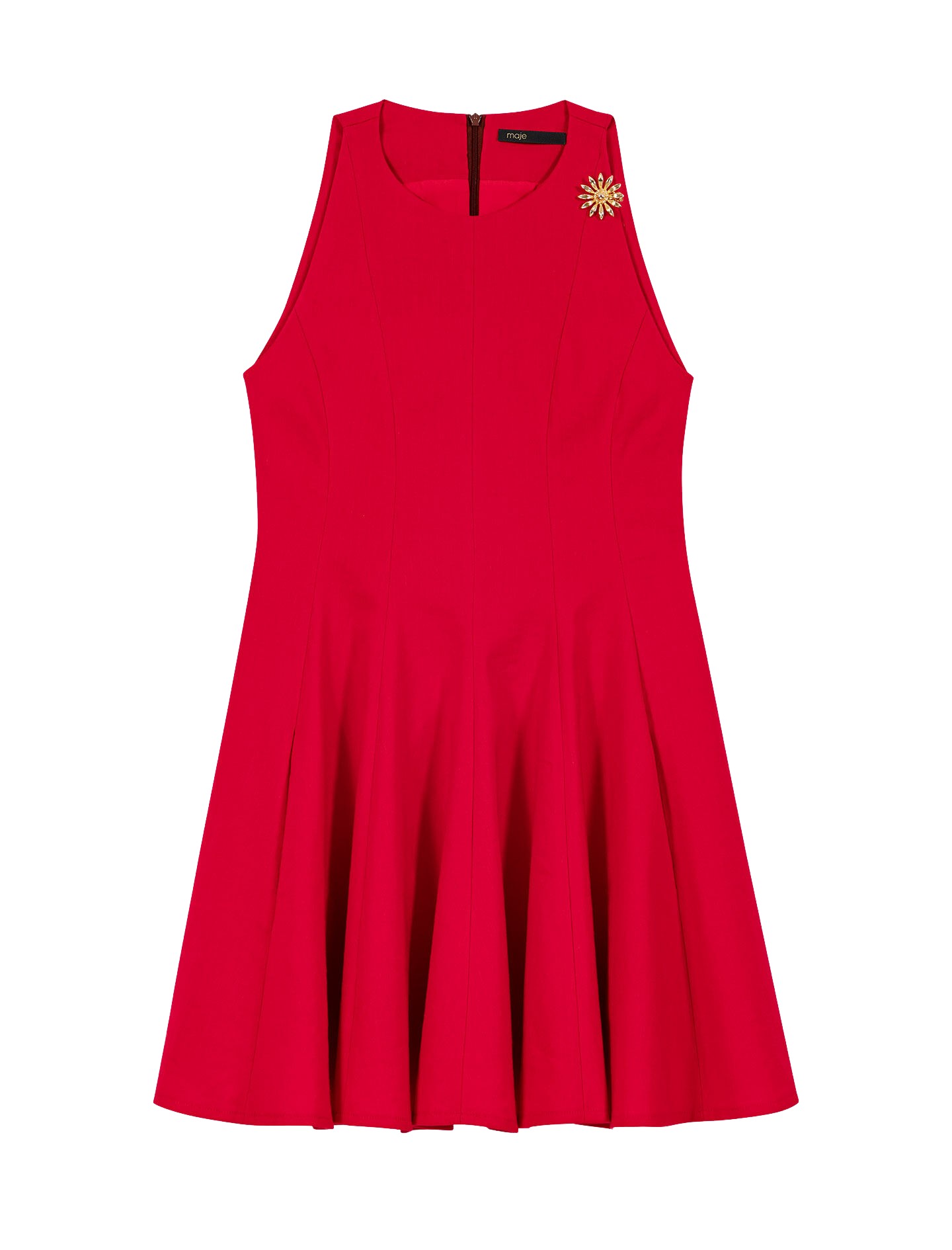 Maje-Short-Flared-Linen-Blend-Dress24464_nobg Maje Dress Parisian Accessible Luxury Clothing at Luxury Shoes