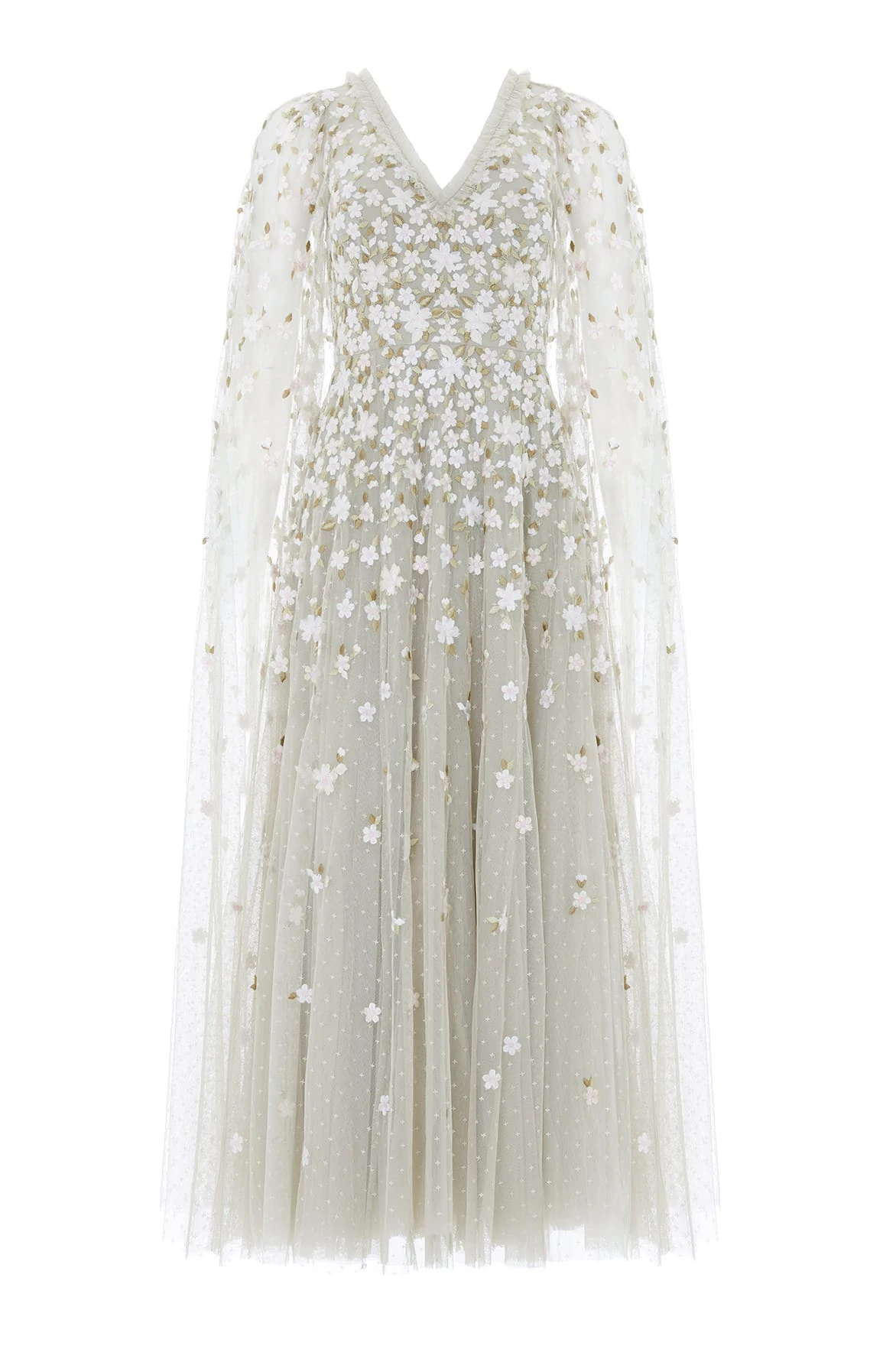 Needle & Thread Camellia Ditsy Cape Sleeve Ankle Gown - Clothing - British Luxury Evening Wear at Luxury Shoes Needle & Thread Camellia Ditsy Cape Sleeve Ankle Gown - Clothing - British Luxury Evening Wear at Luxury Shoes