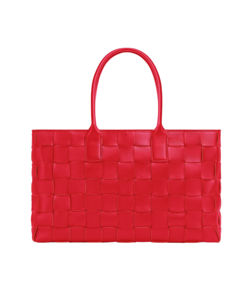 Khaite Maxi Intreccio Tote in Bright red - Red Totes & Top-Handle Bags - The Lotus Tote Bag - Shop at Luxury Shoes 