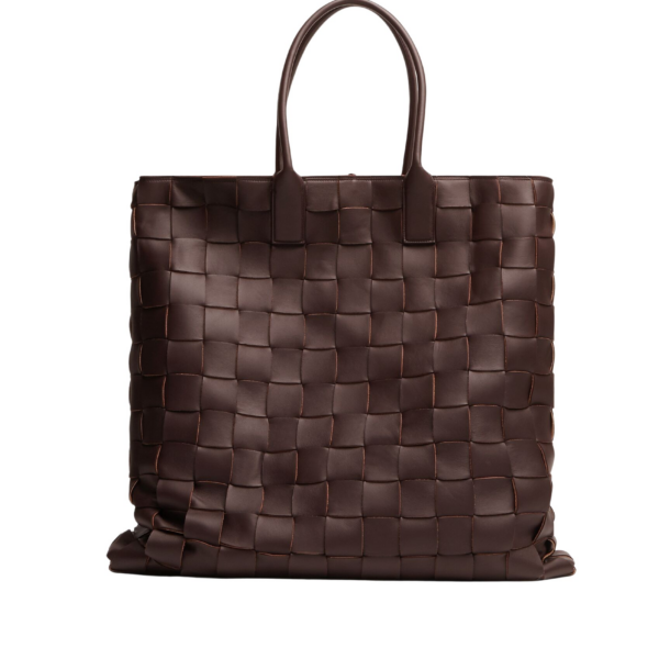 Khaite Maxi Intreccio Tote in Oxblood - Red Totes & Top-Handle Bags - The Lotus Tote Bag - Shop at Luxury Shoes 