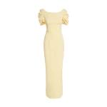 Safiyaa-Vanna-Long-Dress-In-Pale-Yellow-Coveti19801_nobg Safiyaa Vanna Long Dress In Pale Yellow - - Demi-Couture Evening Wear at Luxury Shoes