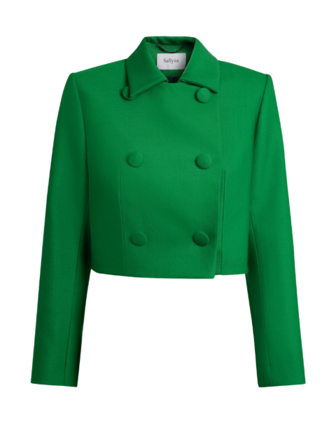 Safiyaa Yui Jacket In Blade Green -  - Demi-Couture Evening Wear at Luxury Shoes 