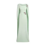 Safiyaa Yuna Long Dress In Sea Glass With Silver -  - Demi-Couture Evening Wear at Luxury Shoes 