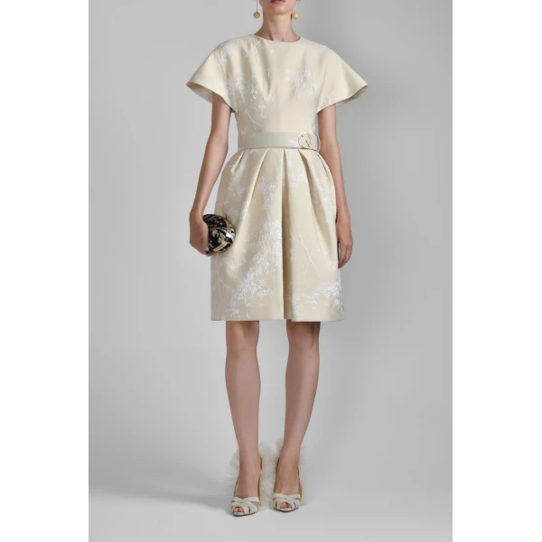 Brocade Flared Knee Length Dress - Image 5