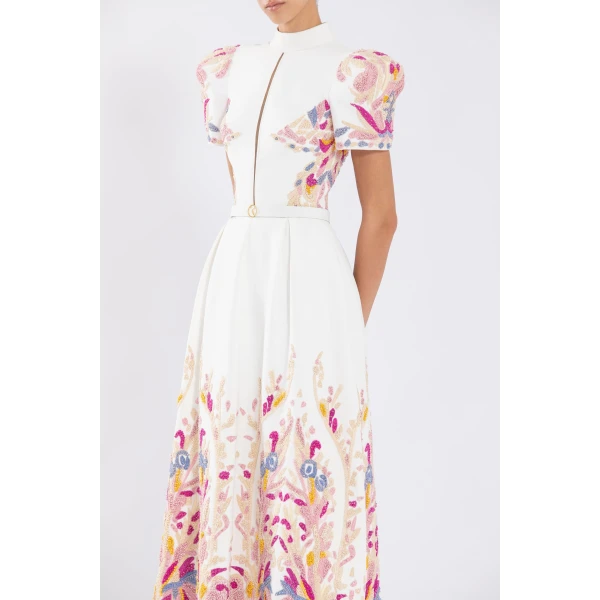 Crepe Dress With Abstract Beading - Image 6