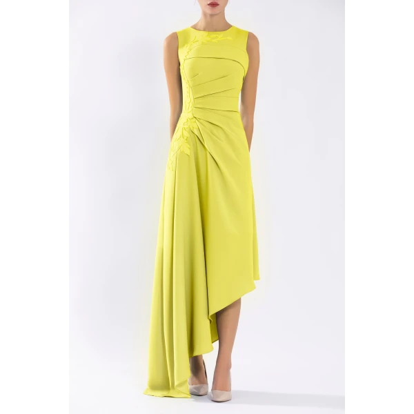 Crepe High-Low Dress With Matching Embroidery - Image 5