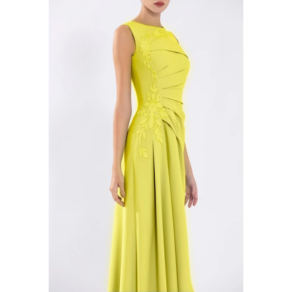 Crepe High-Low Dress With Matching Embroidery - Image 6