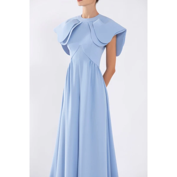 Crepe Jumpsuit With Back Overskirt - Image 6
