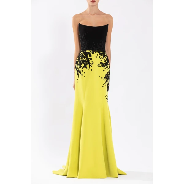 Crepe Mermaid Dress With Embroidery - Image 5