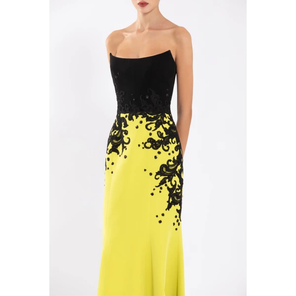 Crepe Mermaid Dress With Embroidery - Image 6