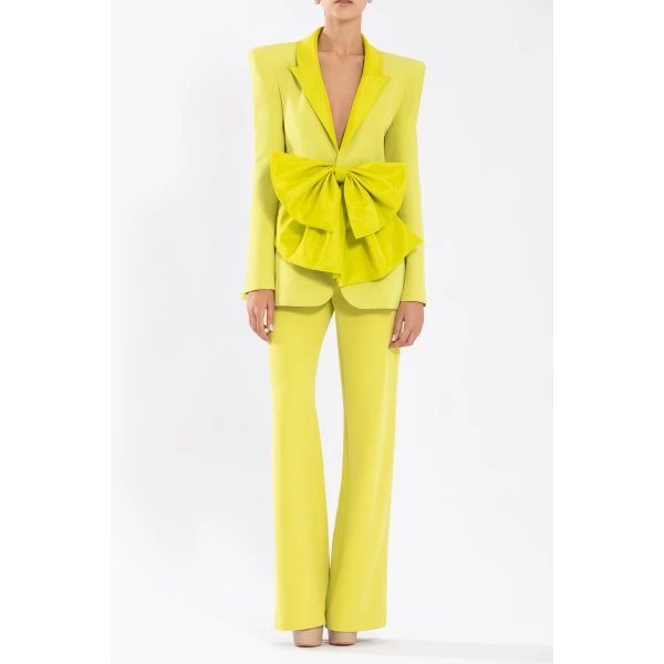 Crepe Tailored Jacket With Taffeta Collar And Bow - Image 5