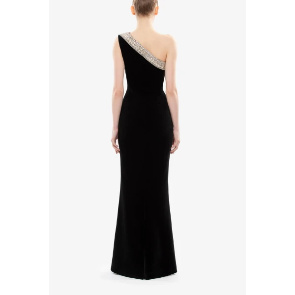 Crystal Embellished One-Shoulder Dress - Image 6