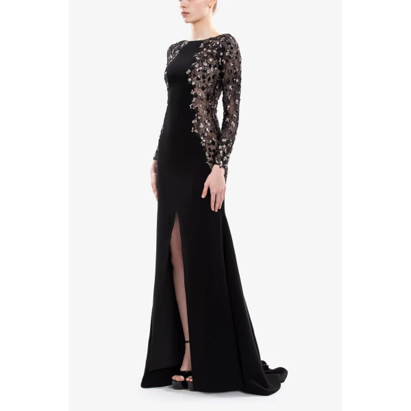 Embellished Crepe Long Dress - Image 6