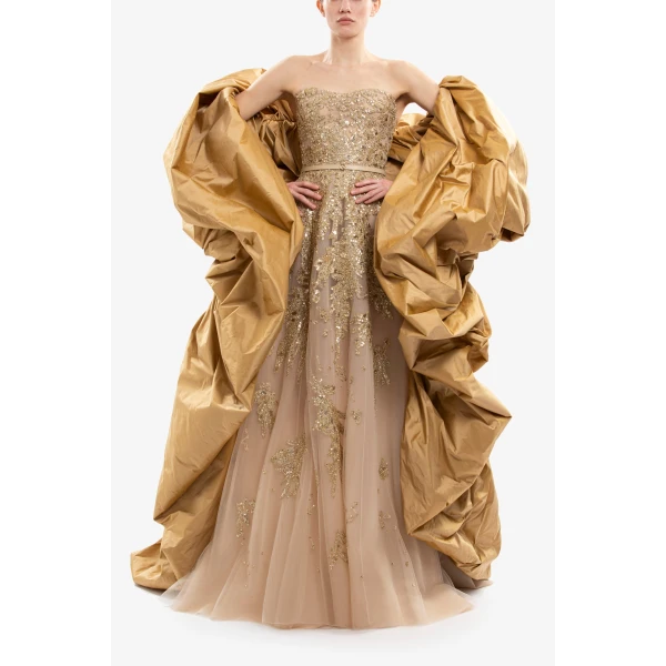 Embroidered Strapless Dress - Image 5