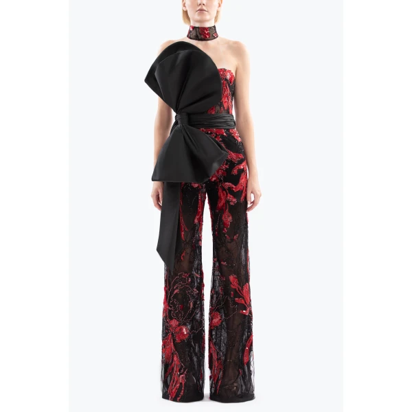 Embroidered Strapless Jumpsuit - Image 5