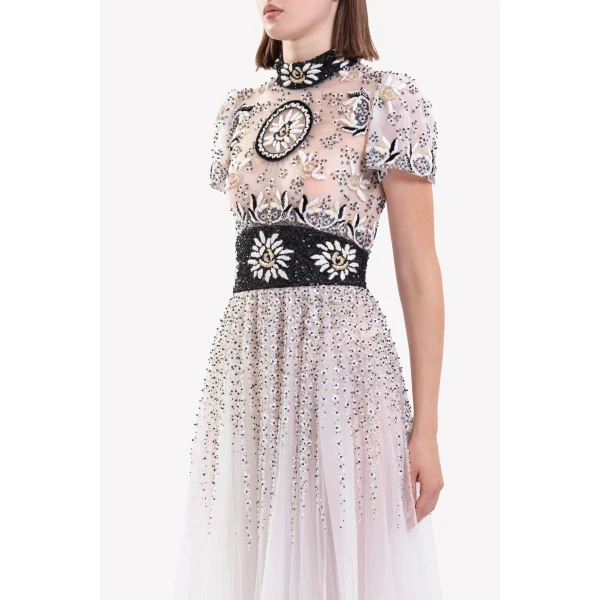 Embroidered Tulle Midi Dress - Image 6