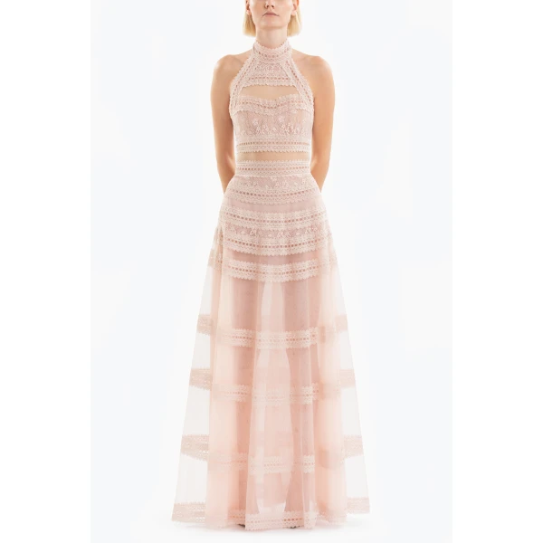 Lace Striped Long Dress - Image 5