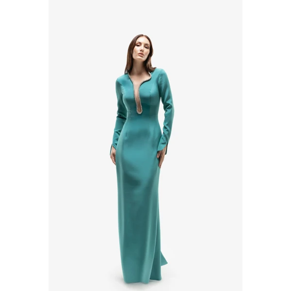 Long Dress With Crystal Embellishment - Image 5