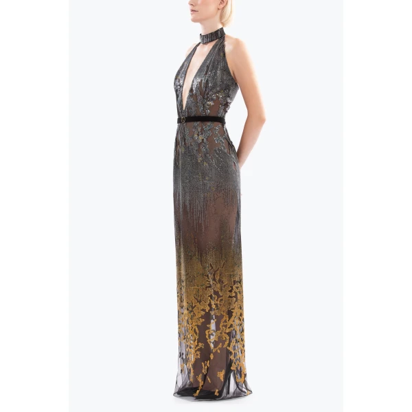 Long Embellished Fitted Dress - Image 6