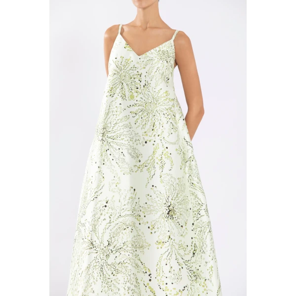 Mikado A-Line Dress With Dotted Floral Print - Image 6