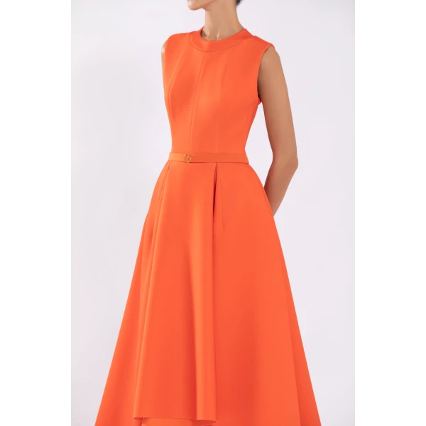Neoprene Dress With High-Low Skirt - Image 6