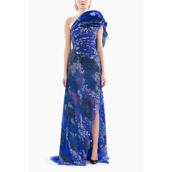 One-Shoulder Embroidered Long Dress - Image 5