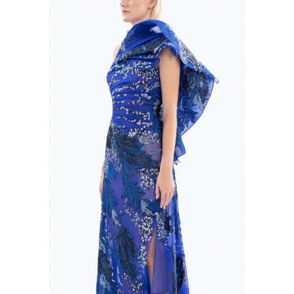 One-Shoulder Embroidered Long Dress - Image 6