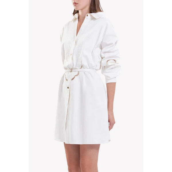 Perforated Denim Dress - Image 6