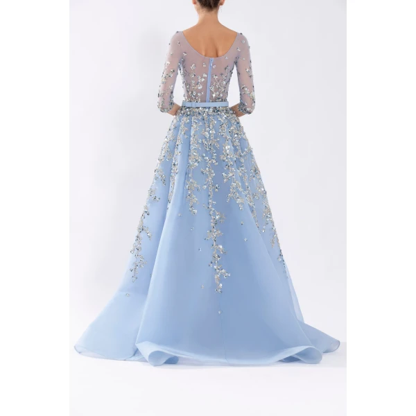 Tulle Beaded Dress With Envelope Skirt And Overskirt - Image 6