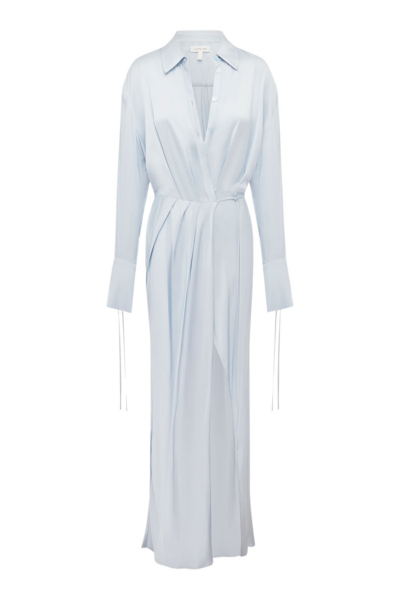 Shona Joy Agnes Draped Shirt Maxi Dress - Arcadian Blue - Dresses - Australian Luxury Eventwear at Luxury Shoes 