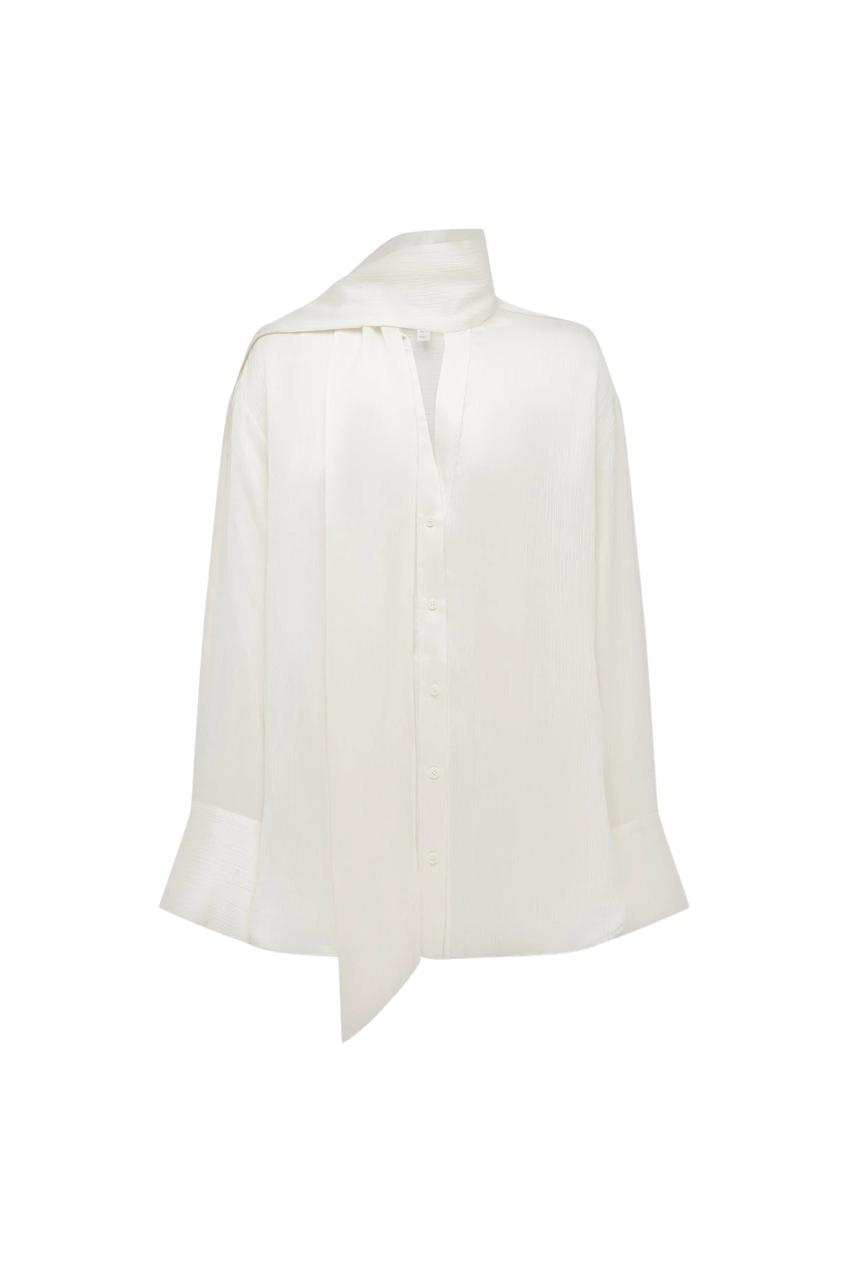 Shona-Joy-Huxley-Textured-Scarf-Shirt-Vanilla-coveti41143_nobg Shona Joy Huxley Textured Scarf Shirt - Vanilla - Tops - Australian Luxury Eventwear at Luxury Shoes