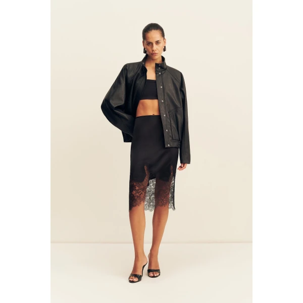 Shona Joy Kennedy Funnel Neck Faux Leather Jacket - Black - Jackets - Australian Luxury Eventwear at Luxury Shoes 