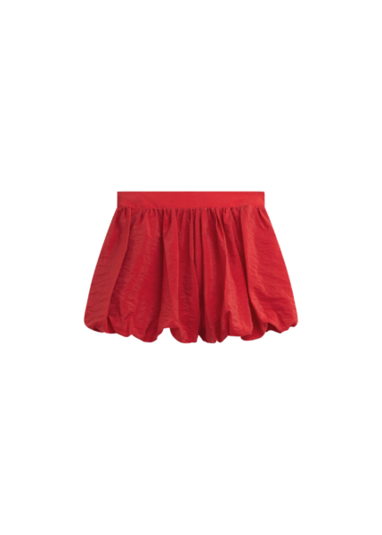 The Frankie Shop Alina Bubble Hem Shorts - Red - Oversized Minimalist Shorts in Red - Shop at Luxury Shoes 